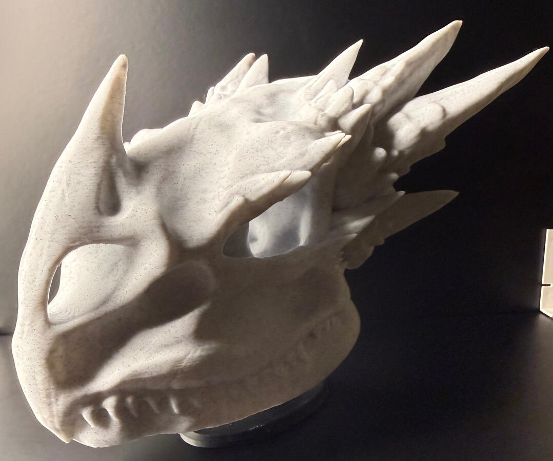 Marble Dragon Skull w/ Stand
